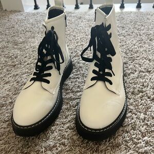 Madden Girl White and Black Combat Boots
